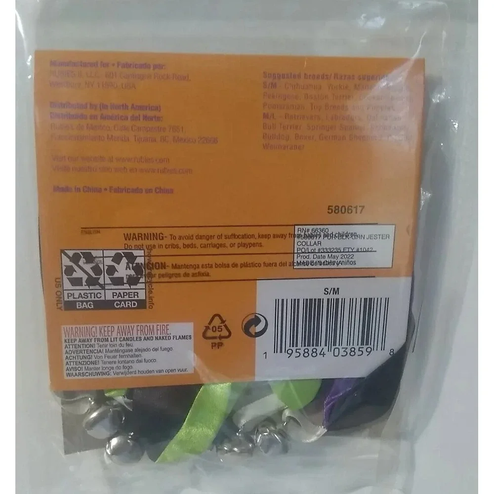 Dog Cat Jester Collar Costume Sz S/M‎ Black Green Purple Jingle Bells READ